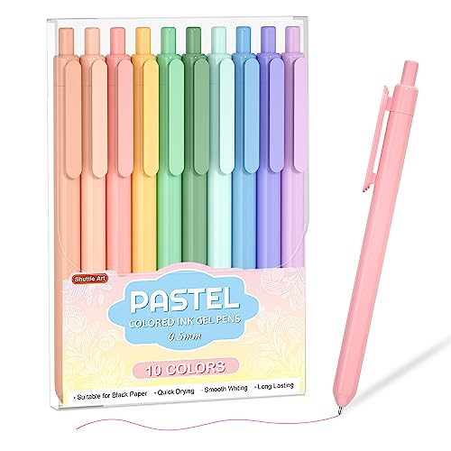 Shuttle Art Gel Ink Ball Point Pens, 15 Colors Japanese Style Pens, 0.38mm Extra-Fine Ballpoint Pens for Home, School and Office