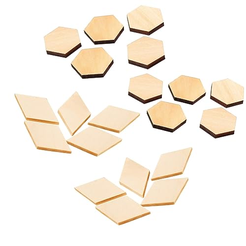 100PCS Hexagon Wood Pieces Unfinished Wood Hexagon Pieces 1.5x1.3x0.2 Inch  Na