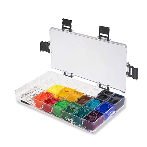 Falling in Art Artist Ceramic Palette, 8 Well Rectangle Porcelain  Watercolor Paint Palette for Watercolor Gouache Acrylic Oil Painting, 7-Inch