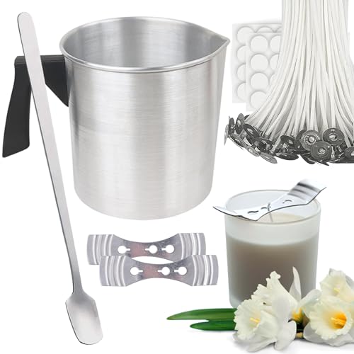 ABK Candle Making Pouring Pot, Candle Making Kit Including 2.5LB Candle  Making Pitcher, Candle Wick Holders, Spoon, Wicks, Candle Wick Stickers