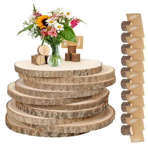 Set of (8) 10-10.9 inch wood slices! Natural wood slices, wood  rounds, for centerpieces, wood slabs, round wooden discs, (Set of 8) : Home  & Kitchen