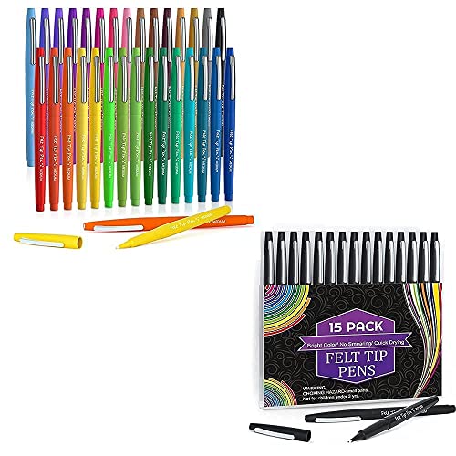 40 Colors Felt Tip Pens with Case, Colored Pens, Medium Point Felt