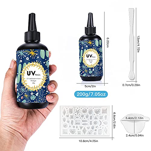 UV Resin - 200g Crystal Clear Ultraviolet Curing UV Resin for DIY Jewelry  Making, Craft Decoration - Hard Transparent Glue Solar Cure Sunlight  Activated Resin for Casting & Coating 200 grams ($0.11 / g)