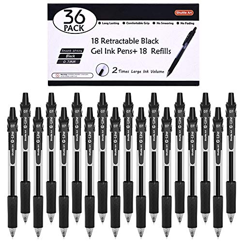 FZRXNHT Black Gel Pens, 70 Pack Shuttle Art Retractable Medium Point  Rollerball Gel Ink Pens Smooth Writing with Comfortable Grip for