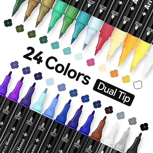 Arrtx 32 Colors Acrylic Paint Pens, Dual Tip Acrylic Paint Markers for Rock  Painting, Wood, Ceramic, Fabric, Glass, Canvas, Plastic, Metal, Stone and  DIY Crafts - Yahoo Shopping