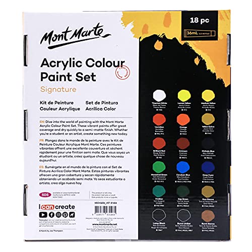 Mont Marte Premium Metallic Acrylic Paint Set, 8 x 1.02oz (36ml) Tubes, 8  Colors