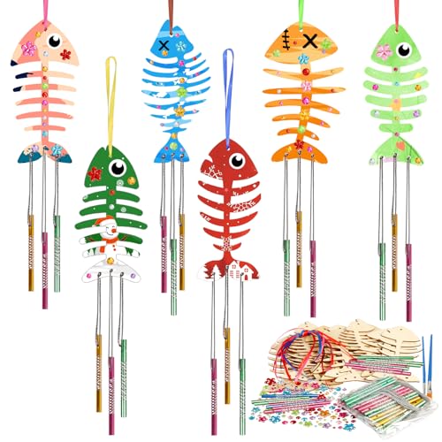 Fennoral 9 Pack Wind Chime Kit for Kids Make Your Own Owl Wind Chime for Girls Boys DIY Coloring Valentine's Day Craft for Art Project Valentine's Day