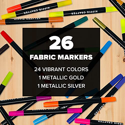 KERIFI Dual Tip Fabric Markers Permanent for Clothes, 20 Colors  Fabric Decorating Paint Pens for Kids, T-Shirt Shoe Markers for Sneakers  Clothing Canvas Textile Bibs Coloring Book (Chisel & Fine Tip) 