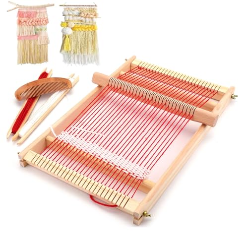 Ayasee wooden weaving loom, multi-craft weaving frame to handcraft for kids  and beginners, 15.7 x 11.8in/ 40 x 30cm