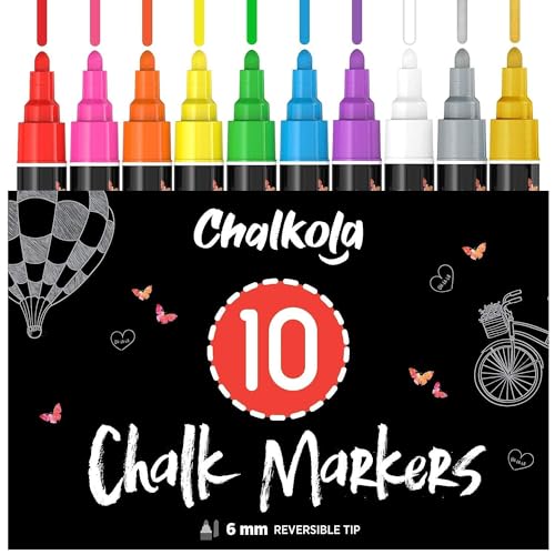  Chalkola Liquid Chalk Markers Erasable (30 Pack 6mm) Pastel +  Neon Chalk Pens - Wet Wipe Washable Paint for Chalkboard Sign, Blackboards,  Car Window, Glass, Bistro, Board, Mirror - 6mm