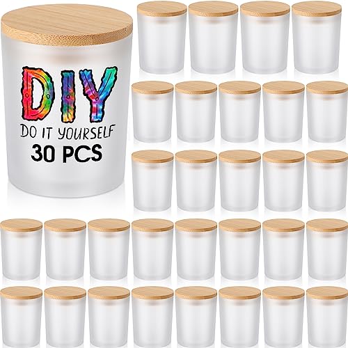 GOTIDEAL 12 Pack 9 OZ Frosted White Candle Jars with Bamboo Lids for Making  Candles Supplies, Bulk Empty Candle Containers Tins Small Glass Jars for