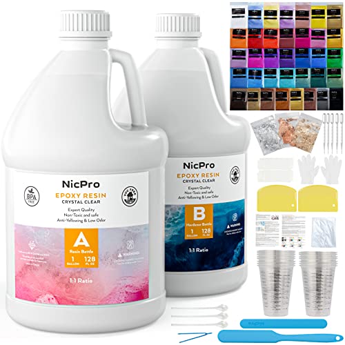 Nicpro 1.5 Gallon Epoxy Resin, High-Capacity Clear Resin Kit for Table –  WoodArtSupply