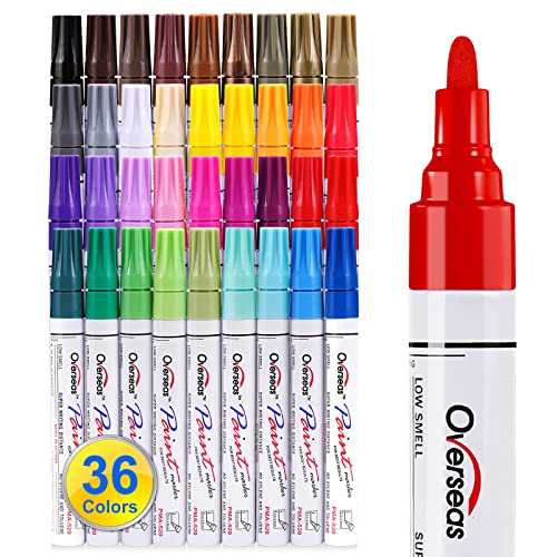 HUAL Acrylic Paint Markers Paint Pens 36 Colors, Premium Medium Tip Acrylic Paint  Pens for Rock Painting, Stone, Glass, Wood, Fabric, Canvas, Metal,  Christmas DIY Crafts Making, Non-Toxic and No Odor 