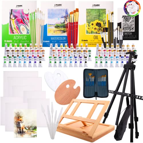 J MARK Pain Set for Kids – Acrylic Kids Painting Kit with Storage Bag,  Washable Paints, Easel, Canvases, Brushes and More, Complete Kids Painting  Set