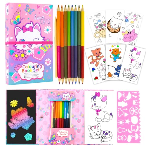 YOYTOO Unicorn Coloring Pads Kit for Girls, Unicorn Coloring Book with 60  Coloring Pages and 16 Colored Pencils for Drawing Painting, Travel Coloring