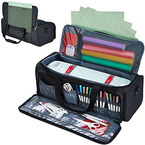  HOMEST Carrying Case for Cricut with Multi pockets for 12x12  Mats, Large Front Pocket for Accessories, Ripple (Patent Design)