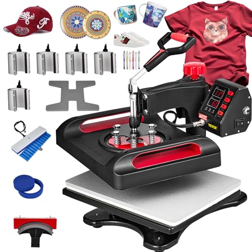 VEVOR Heat Press Machine,10x12inches Portable Shirt Printing  Multifunctional Sublimation Transfer Heat Press Machine Teflon Coated, Easy  Iron-on Press for T-shirts/Bags/HTV/Pillows Vinyl Projects