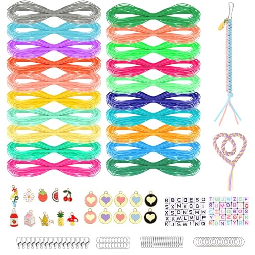  Lanyard String Kit, Cridoz 6Pack Plastic Lacing Cord Gimp  String Lanyard Weaving Kit for Bracelets, Keychains, Crafts