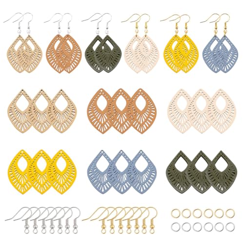  222 Pieces African Wooden Dangle Earring Making Kit