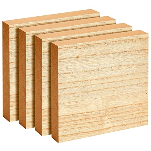 60 Pack 2x2 Wood Squares for Crafts, 2.5mm Unfinished Wood Cutouts