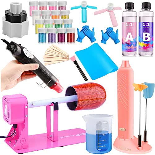 Alloytop Cup Turner Kit with Epoxy Resin kit for Beginner - Stainless Steel  Turners Tumblers Machine Tool Art DIY Supplies Glitters Silicone Pads