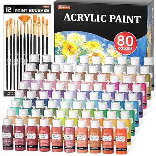 shuttle art color change acrylic paint, 20 chameleon colors acrylic paint,  60ml/2oz bottles, iridescent paint for artists, be