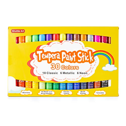 MayMoi Washable Tempera Paint Sticks | Non-Toxic, Quick Drying & No Mess Paint Sticks for Kids (12 Bright Colors, 6G)