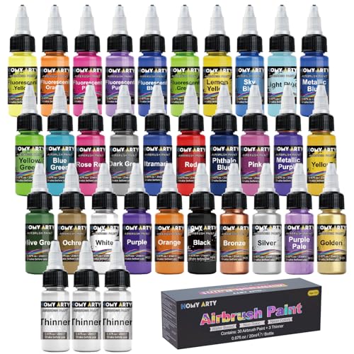  Airbrush Paint, 20 Colors Acrylic Air brush Paint Kit,  Water-based, Opaque & Neon Colors, Pearl Colors, for Beginners, Artists,  DIY Projects, 30ml/Bottle : Arts, Crafts & Sewing