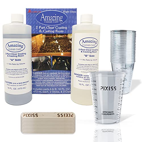 Alumilite Amazing Clear Cast Plus [8 oz A + 8 oz B (16 ounces) 2 Part Kit]  UV Resistant Plastic Coating & Casting Epoxy Resin for Countertops, Cups,  Tumblers & Crafts