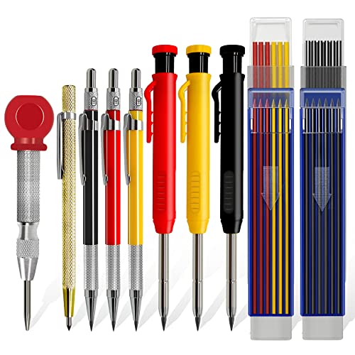  Hiboom Solid Carpenter Pencil Set for Construction with 7  Refills Built-in Sharpener, Long Nosed Deep Hole Mechanical Pencil Marker  for Carpenter Scriber Woodworking Architect, Design Patent (Blue) : Office  Products