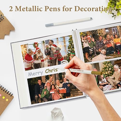 GOTIDEAL 80 Pages Scrapbook Album with 10 Metallic Markers,Craft Paper  Photo Album for Wedding and Anniversary, Family DIY Scrapbook Accessories  with