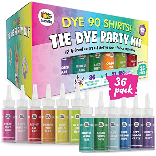 DIY Tie Dye Kits, Emooqi 32 Colours All-in-1 Tie Dye Set contain 32 Bag  Pigments, Rubber Bands, Gloves, sealed bag，Apron and Table Covers for Craft  Arts Fabric Textile Party DIY Handmade Project —