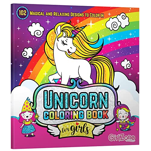 GirlZone Arts and Crafts Relaxation Coloring Book for Girls, 114 Magical  Designs to Color in, Fun Unicorn Gift Ideas for Girls and Mermaid Coloring