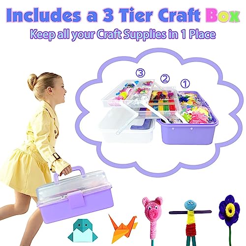  Irichna 1000+ Pcs Art and Craft Supplies for Kids, Toddler DIY  Craft Art Supply Set Included Pom Poms, Pipe Cleaners, Feather, Folding  Storage Box - All in One for DIY Craft