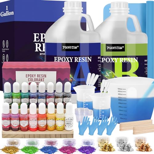 Epoxy Resin Starter Kit - .6 Gallon Epoxy Resin with Alcohol Ink, Metallic  Ink, Resin Pigment, Mica Powder, Foil Flakes, Glitter and Cast Accessories