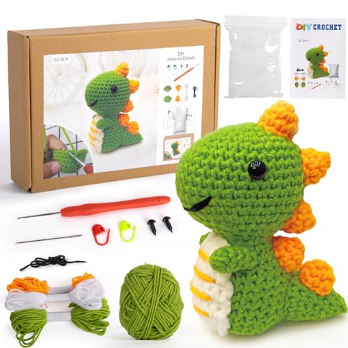  Mooaske 2pcs Crochet Kit for Beginners with Crochet Yarn -  Beginner Crochet Kit for Adults Kids with Step-by-Step Video Tutorials -  Crochet Kits Model 2pcs Cat