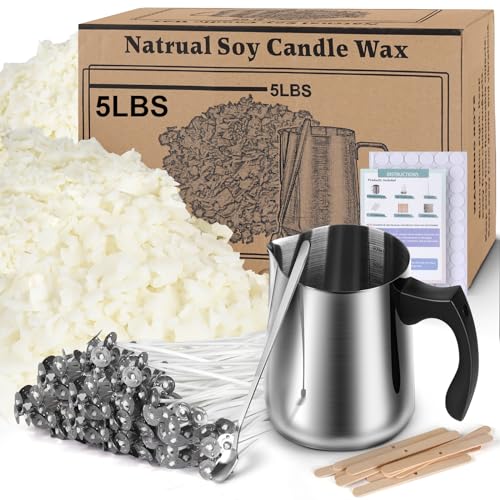  79 Piece Soy Wax Candle Making Kit, DIY Supplies with Iron  Stands, Wood and Cotton Wicks, Centering Bars, Adhesive Stickers (2.5 lbs)