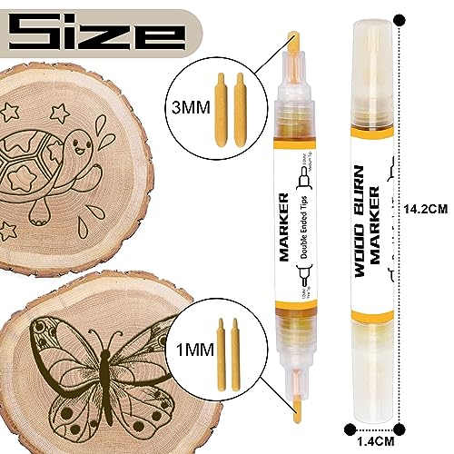 Tareio Wood Burning Pen Marker Chemical Wood Scorch Pen Heat Sensitive  Marker for Wood and Crafts for Easy Use New Formula(1pcs 1mm double nib)