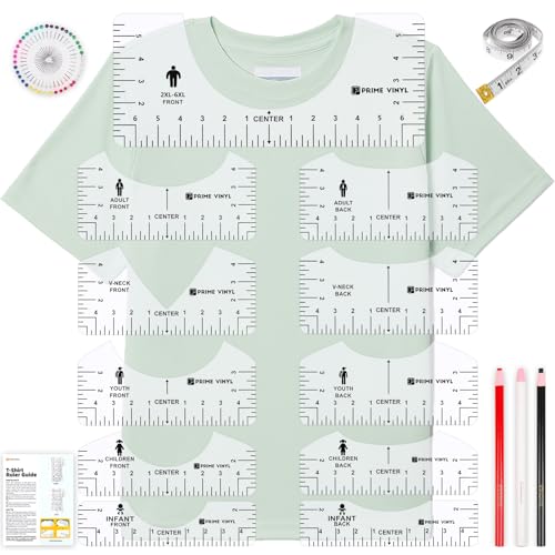 ROSALIX Tshirt Ruler Guide for Vinyl Alignment 10 Pieces, Pins Set and User Manual Included, Ideal T Shirt Ruler Guide, T Shirt Ruler with Tshirt