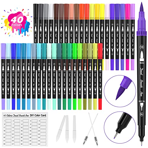  Eglyenlky Markers for Adult Coloring, 100 colors Dual Brush  Pens Art Coloring Pens with Fine Tip and Brush Tip for Adult Kids Drawing  Lettering Calligraphy Sketching (White Set) : Arts
