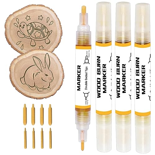 Tareio Wood Burning Pen Marker Chemical Wood Scorch Pen Heat Sensitive  Marker for Wood and Crafts for Easy Use New Formula(1pcs 1mm double nib)