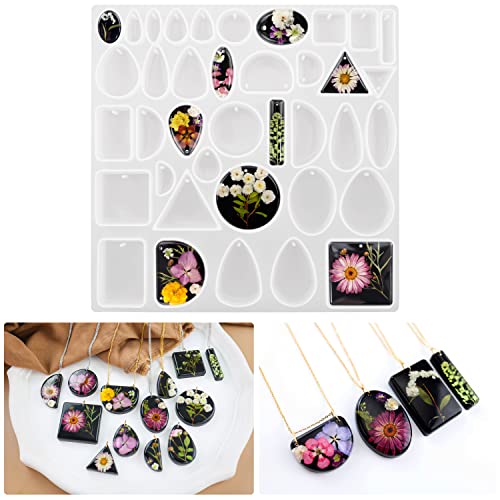 Heogacinlia 4PCS Resin Earring Mold Silicone,Silicone Molds for Epoxy  Resin,Unique Earring Molds,UV Resin Mold Kit Bundle,Pendant and Necklace  Molds