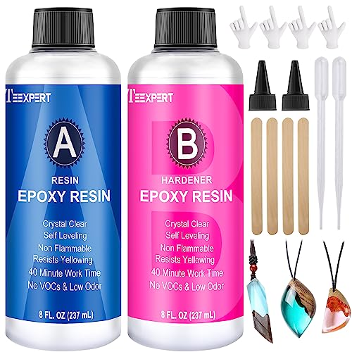 Teexpert Epoxy Resin - Fast Curing Resin 8.8OZ 4 Hours Demold Crystal Clear  & Self-Leveling Casting Resin 8-10 Hours Quick Cure Epoxy Resin Kit for