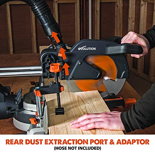 Evolution Power Tools R255SMS-DB+ 10-Inch Dual Bevel Sliding Miter Saw  Multi-Material, Multipurpose Cutting Cuts Metal, Plastic, Wood 45˚-45˚  Double Bevel & 50˚-50˚ Miter TCT Blade Included – WoodArtSupply