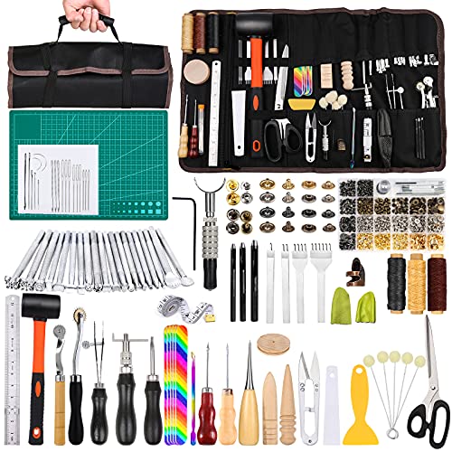 Artskills Leather Working Kit for Beginners with Leather Tools, Dyes, and Leather Stamps, Leather Crafting Kits for Adults & Teens, 64 PC