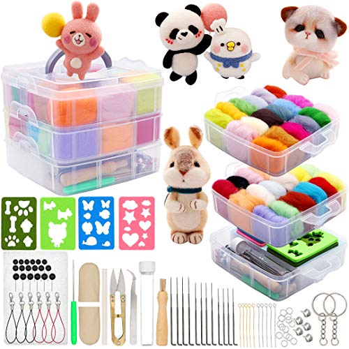 Incraftables Wool Needle Felting Kit 15 Colors for Beginners, Pros, Adults & Kids Wool Roving Felt Supplies Starter Set