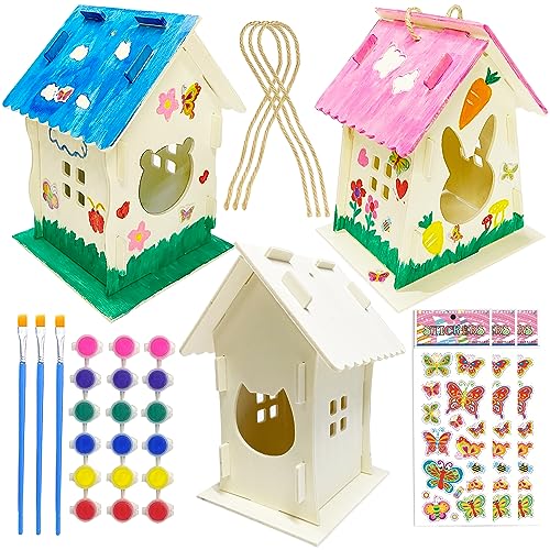 ILHSTY 18 Pack Large Paintable DIY Wooden Bird Houses Kits for Kids, Kids  Crafts Wood Houses for Crafts Class Parties Birthday, DIY Crafts and Art