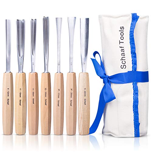 Schaaf Wood Carving Tools Set of 12 Chisels with Canvas Case, Gouges and  Woodworking Chisel Set for Beginners and Professionals, Razor Sharp CR-V  60 Steel Bla…