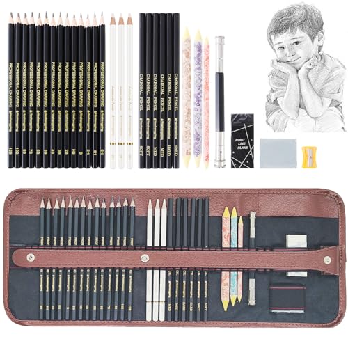 EGOSONG 41 Drawing Set Sketch Kit Sketching Supplies with Sketchbook  Graphite and Charcoal Pencils Pro Art Drawing Kit for Adults Teens  Beginners Kids ideal for Sketching Shading