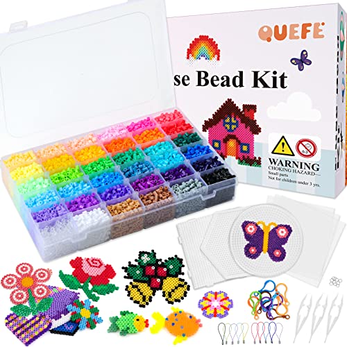 Arteza Kids Heat Fuse Beads, 12,000 Iron Beads, 12 Colors, 35 Assorted Designs, 5 Templates, 10 Key Rings, Kids Activities and Craft Supplies for